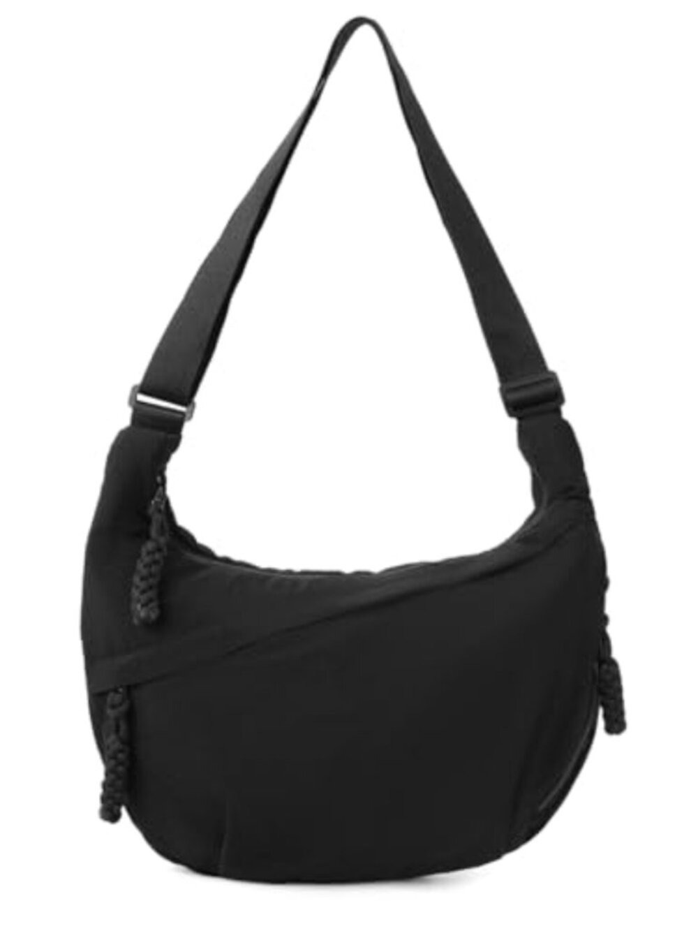 Nylon Canvas Hobo Bag Crescent Crossbody Shoulder Bag Slouchy Unisex